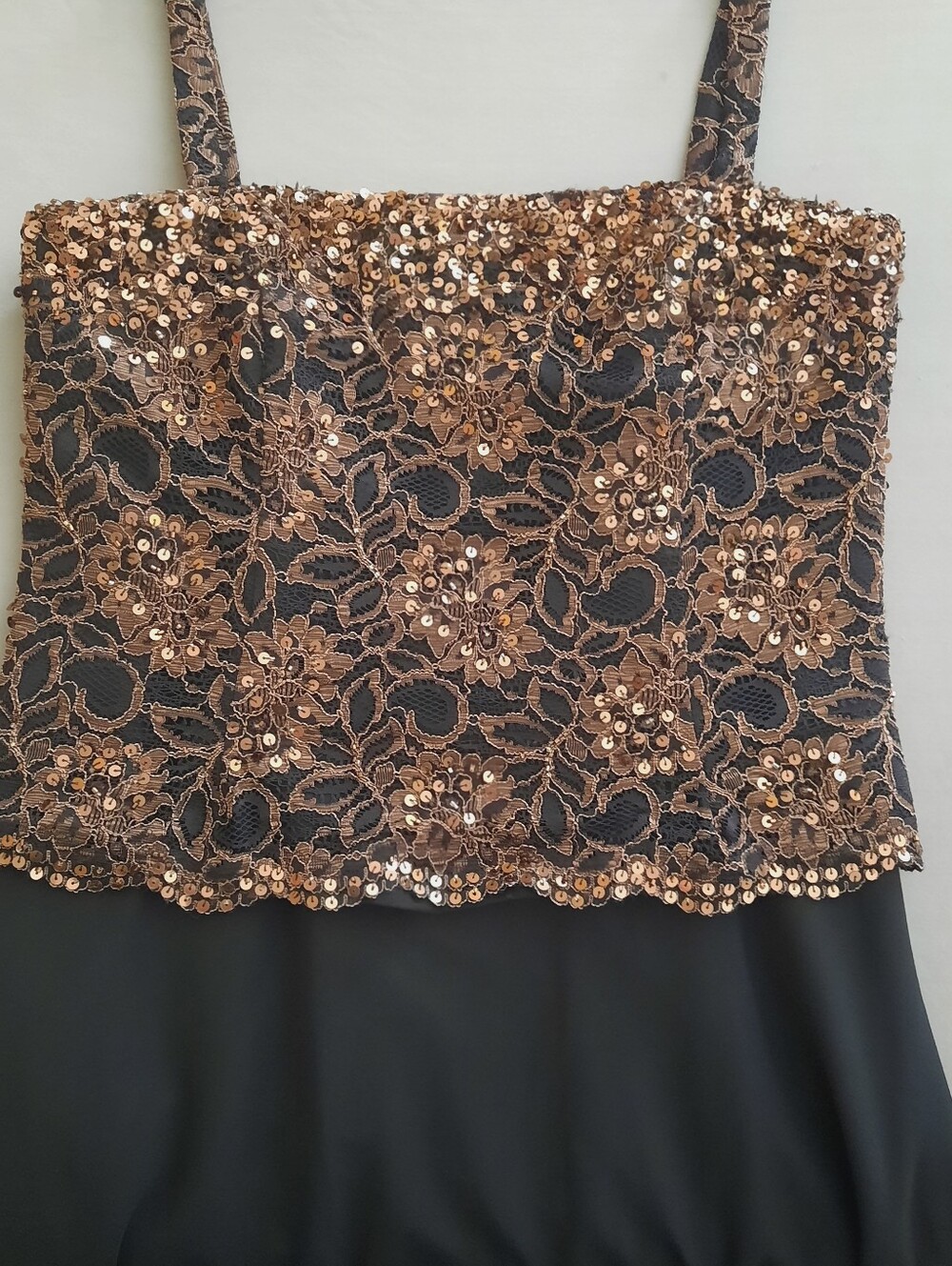 VINTAGE Karen Miller New York Sequin Lace Formal Gown 8 Petite